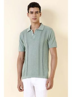 Allen Solly - Green Cotton Half Sleeves Polo T-Shirt