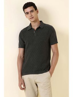 Allen Solly - Navy Blue Cotton Half Sleeves Polo T-Shirt