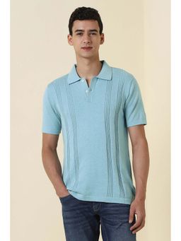 Allen Solly - Blue Cotton Half Sleeves Polo T-Shirt
