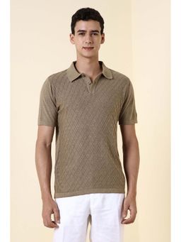 Allen Solly - Brown Cotton Half Sleeves Polo T-Shirt