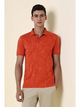 Allen Solly - Orange Cotton Half Sleeves Polo T-Shirt