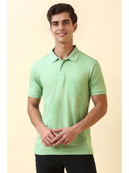 Allen Solly - Green Cotton Half Sleeves Polo T-Shirt