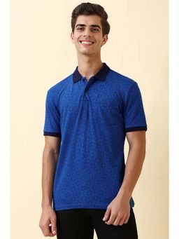 Allen Solly - Blue Cotton Blend Half Sleeves Polo T-Shirt