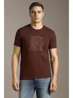Louis Philippe - Brown Cotton Half Sleeves T-Shirt