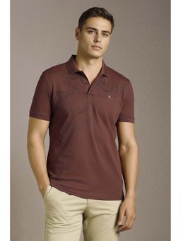 Louis Philippe - Brown Cotton Half Sleeves Polo T-Shirt