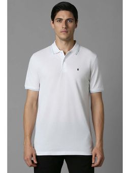 Louis Philippe - White Cotton Half Sleeves Polo T-Shirt