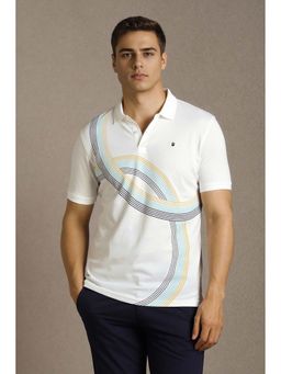 Louis Philippe - White Cotton Half Sleeves Polo T-Shirt