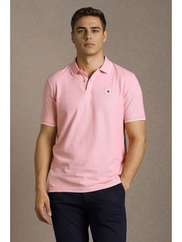 Louis Philippe - Pink Cotton Half Sleeves Polo T-Shirt