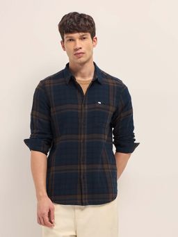 The Bear House - Blue Cotton Full Sleeves Shirt