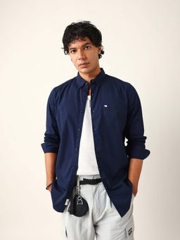 The Bear House - Blue Cotton Full Sleeves Shirt