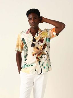 The Bear House - Multi-Color Rayon,Nylon Half Sleeves Shirt