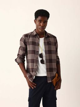 The Bear House - Brown Rayon,Lycra Full Sleeves Shirt