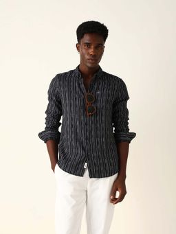 The Bear House - Black Cotton Full Sleeves Shirt