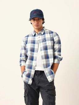 The Bear House - Blue Cotton Full Sleeves Shirt