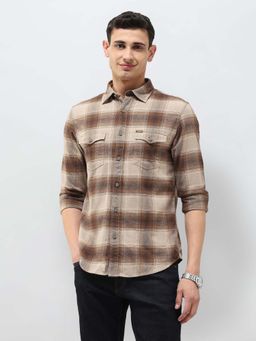U.S. Polo Assn. Denim Co. - Brown Cotton Full Sleeves Shirt