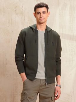 U.S. Polo Assn. Denim Co. - Green Cotton Full Sleeves Hoodie