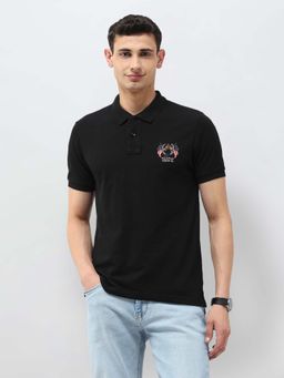 U.S. Polo Assn. Denim Co. - Black Cotton Half Sleeves Polo T-Shirt