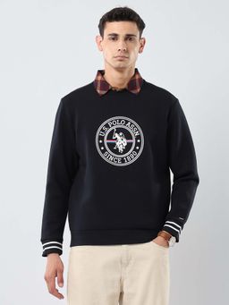 U.S. POLO ASSN. - Navy Blue Cotton Full Sleeves Sweatshirt