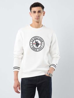 U.S. POLO ASSN. - White Cotton Full Sleeves Sweatshirt