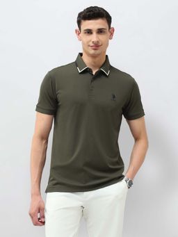 U.S. POLO ASSN. - Green Rayon Half Sleeves Polo T-Shirt