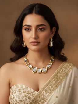 LUCKY JEWELLERY - 18K Gold Plating Back Meenakari Kundan Jewellery Set