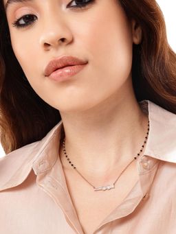 Carlton London - Rose Gold Plated Cz and Beads Infinity Bar Mangalsutra