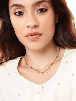 Carlton London - Rose Gold Plated Cz and Beads with Heart Mangalsutra