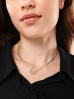 Carlton London - 18Kt Gold Plated Cz and Beads Waterfall Mangalsutra