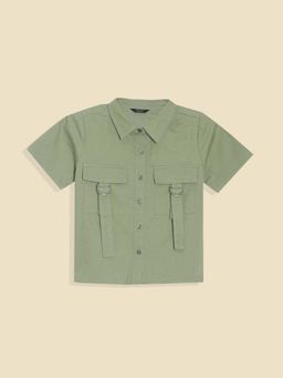 Allen Solly - Girls Olive Textured Casual Shirt