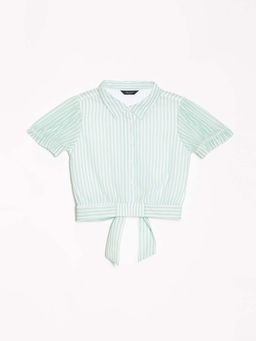 Allen Solly - Girls Light Blue Stripe Casual Shirt