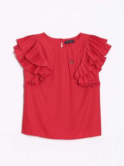 Allen Solly - Girls Red Solid Casual Top