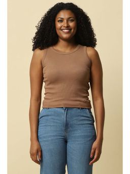 Allen Solly - Women Tan Solid Casual Tank Top