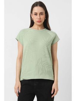 Van Heusen - Women Green Textured Casual Round Neck Top