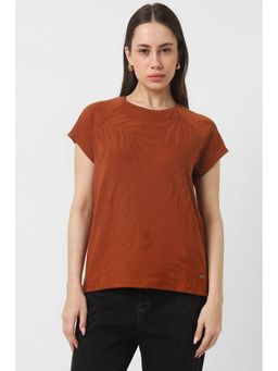 Van Heusen - Women Brown Textured Casual Round Neck Top