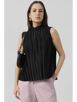 Van Heusen - Women Black Solid Formal Round Neck Top