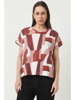 Van Heusen - Women Multi-Color Print Casual Round Neck Top