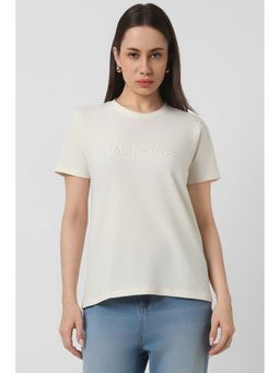Van Heusen - Women White Solid Casual Round Neck Top