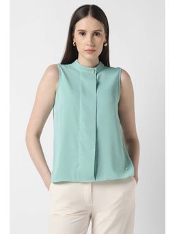 Van Heusen - Women Green Solid Formal Round Neck Top
