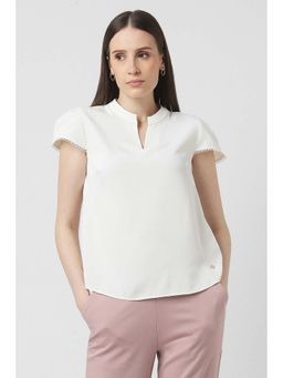 Van Heusen - Women White Solid Formal Slit Neck Top