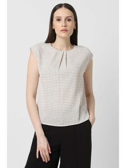 Van Heusen - Women Beige Print Formal Round Neck Top