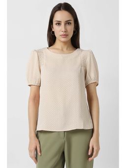 Van Heusen - Women Beige Print Casual Round Neck Top