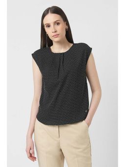Van Heusen - Women Black Print Formal Round Neck Top
