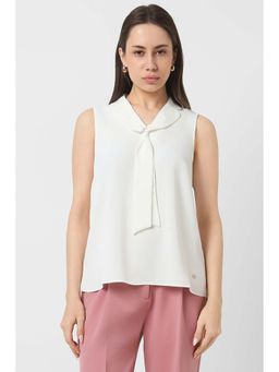 Van Heusen - Women White Solid Formal Stylized Neck Top