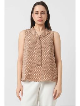 Van Heusen - Women Brown Print Formal Stylized Neck Top