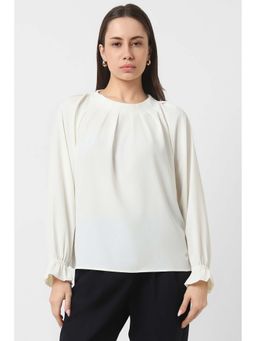 Van Heusen - Women White Solid Formal Round Neck Top