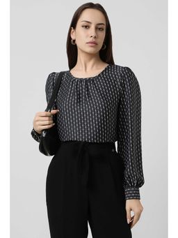 Van Heusen - Women Grey Print Formal Round Neck Top