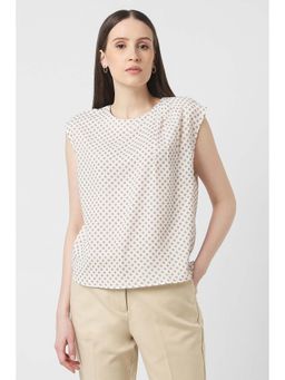 Van Heusen - Women White Print Formal Round Neck Top