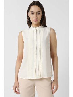 Van Heusen - Women White Solid Formal Round Neck Top
