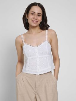 American Eagle - Women White Button-Up Corset Top