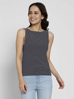 American Eagle - Women Black Boat Neck Tank Top